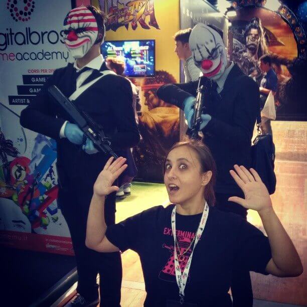 a picture of Melyanna and two Payday2 cosplayers